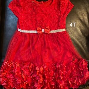 Red Rose Lace Toddler Girls Dress